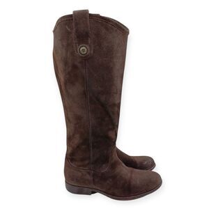 Frye Melissa Button Tall Chocolate Brown Suede Riding Boots Size: 6.5